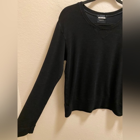 Monrow Black Lightweight Sweatshirt Size L (FLAWS) - Picture 4 of 12